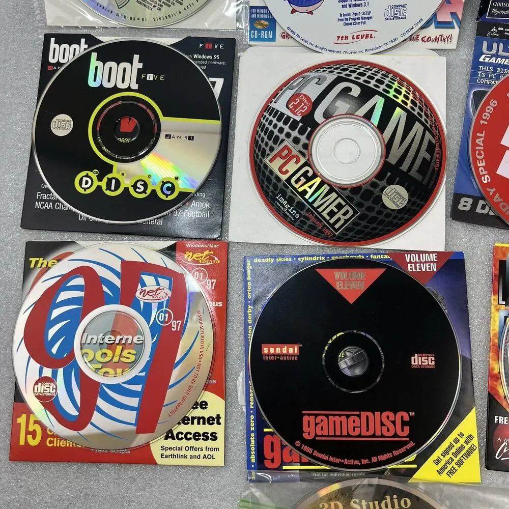 10 Vtg 90s Demos PC Gamer Disc Retro LucasArts TIE Fighter Windows 95 Software